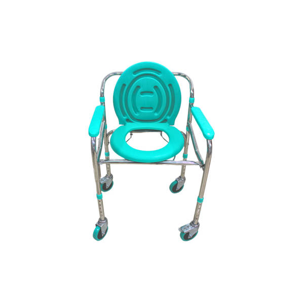 Commode Chair SS Adjustable Wheel